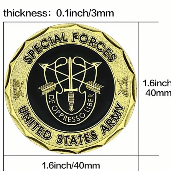 💐 green beret challenge coin gold tone - Picture 3 of 3